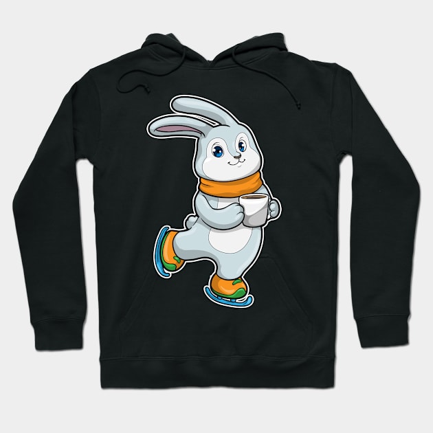 Rabbit at Ice skating with Cup of Coffee Hoodie by Markus Schnabel